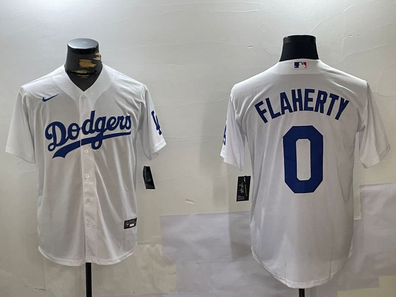 Men Los Angeles Dodgers #0 Flaherty White Game 2024 Nike MLB Jersey style 1120